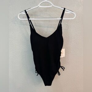 Cyn & Luca Black Ribbed Women's One Piece Swimsuit